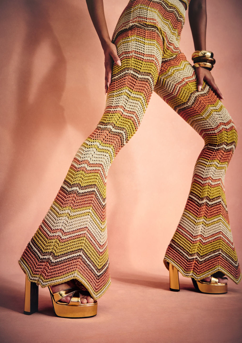 Amira Metallic Crochet Pants