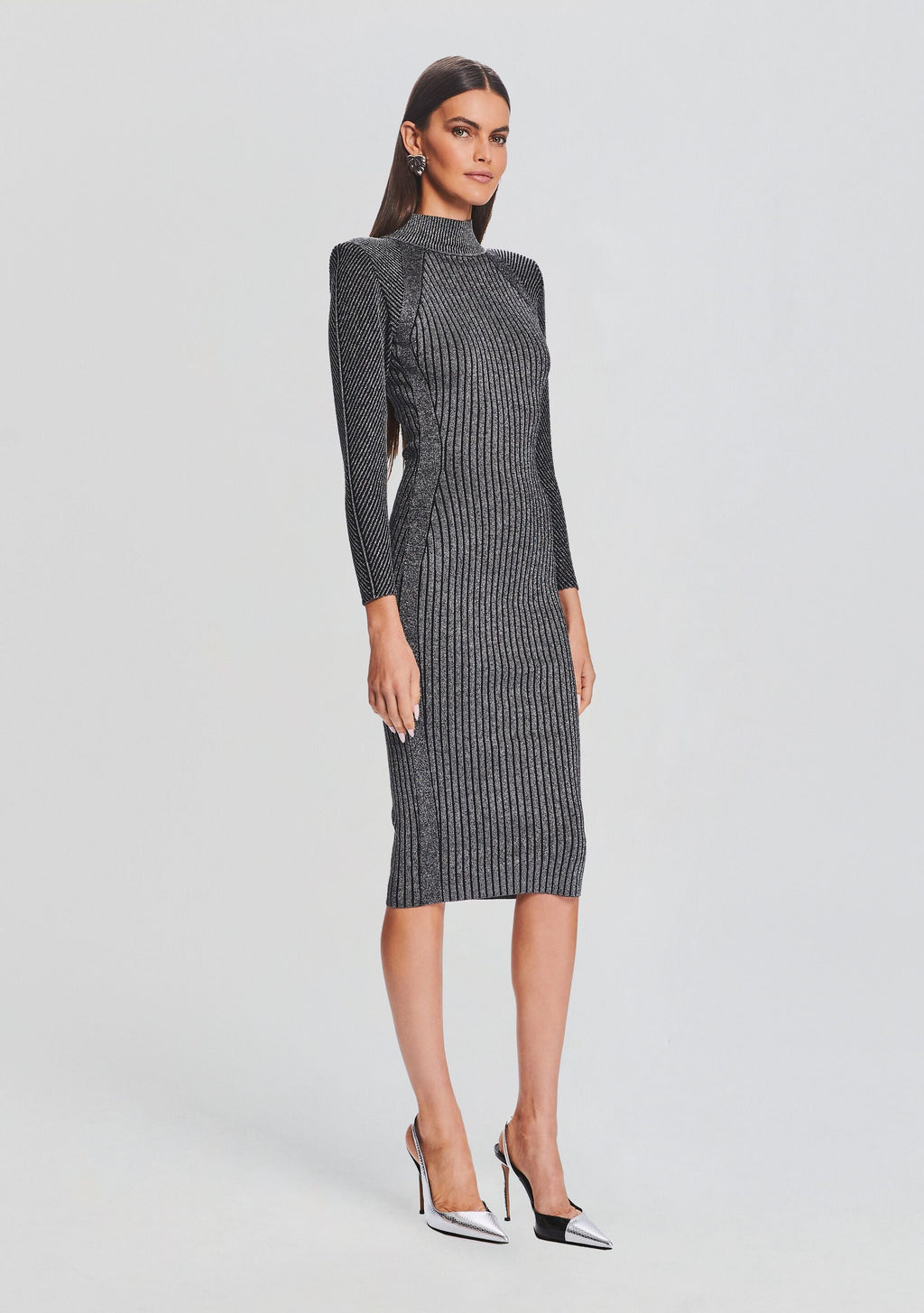Aylin Metallic Rib Knit Dress