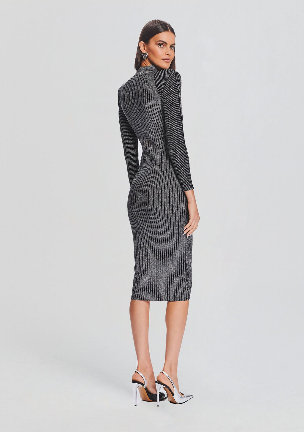 Aylin Metallic Rib Knit Dress