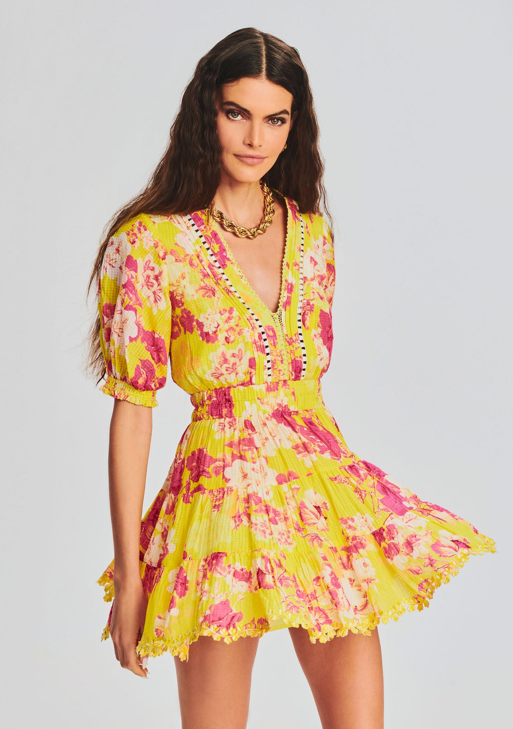 Auril Yellow Short Dress
