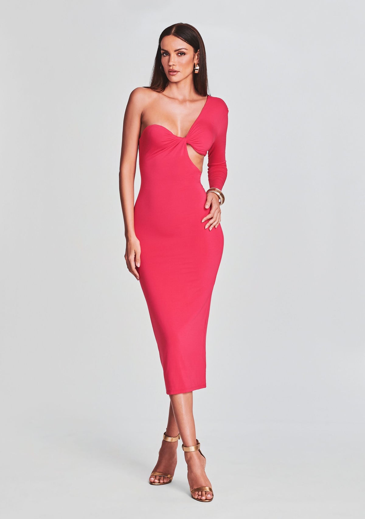 Ivana One Sleeve Midi Dress