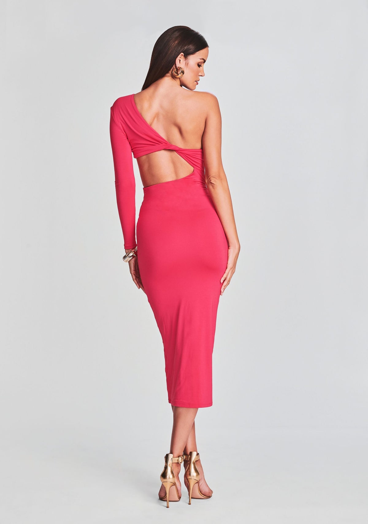 Ivana One Sleeve Midi Dress