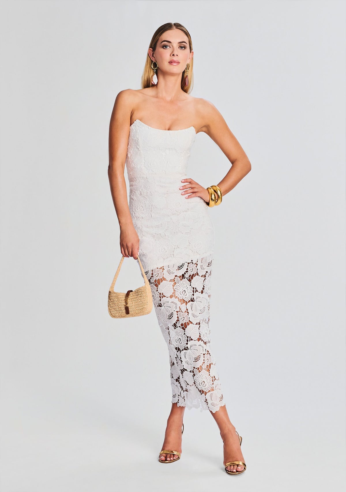 Eliza Lace Strapless Maxi Dress