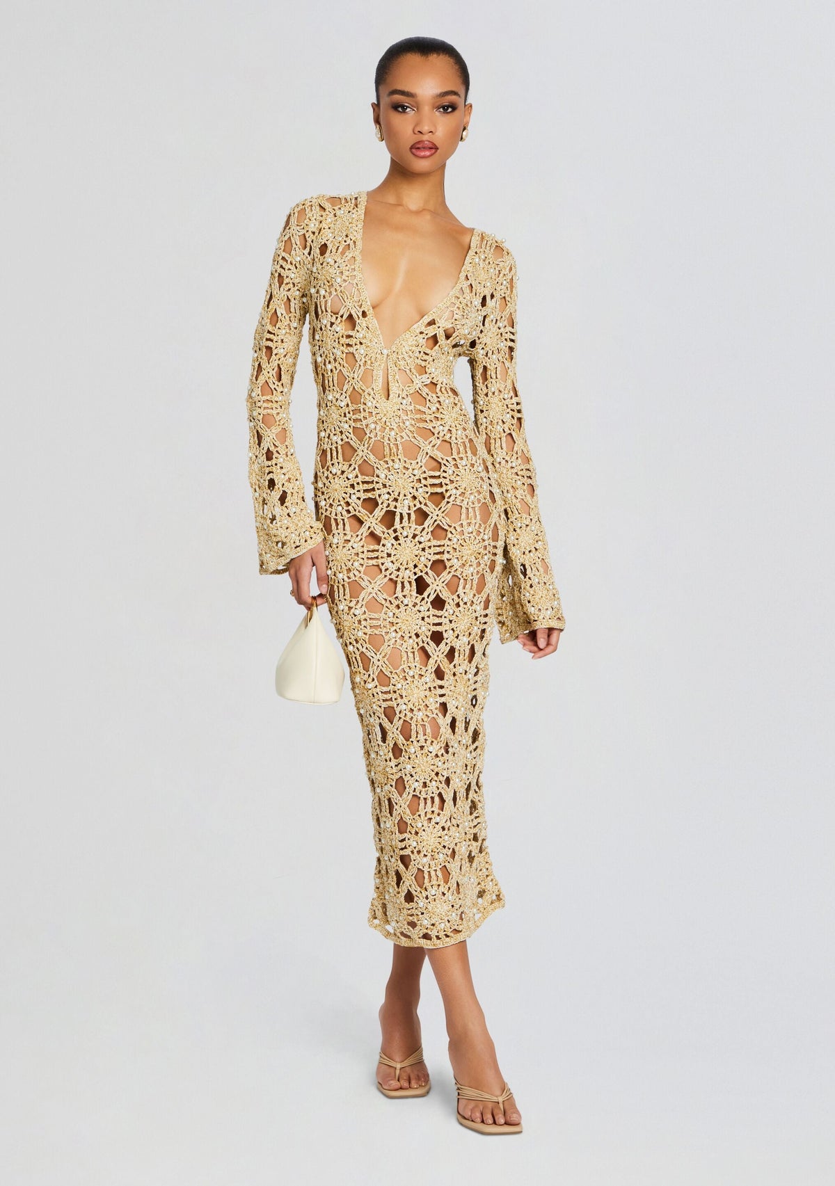Yesly Metallic Crochet Dress
