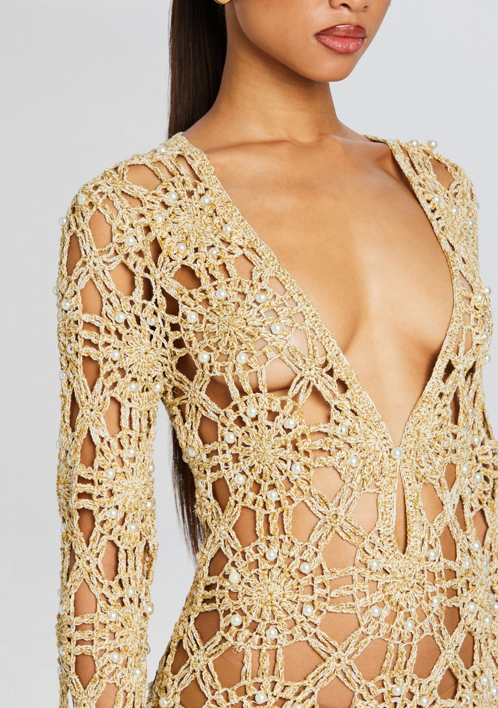 Yesly Metallic Crochet Dress