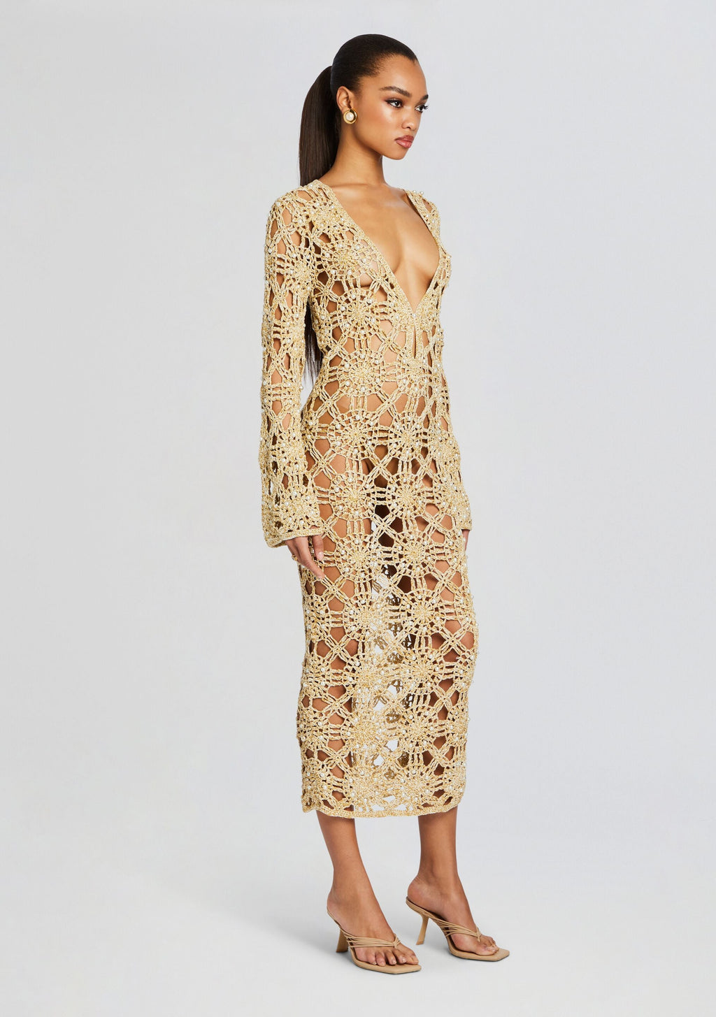 Yesly Metallic Crochet Dress