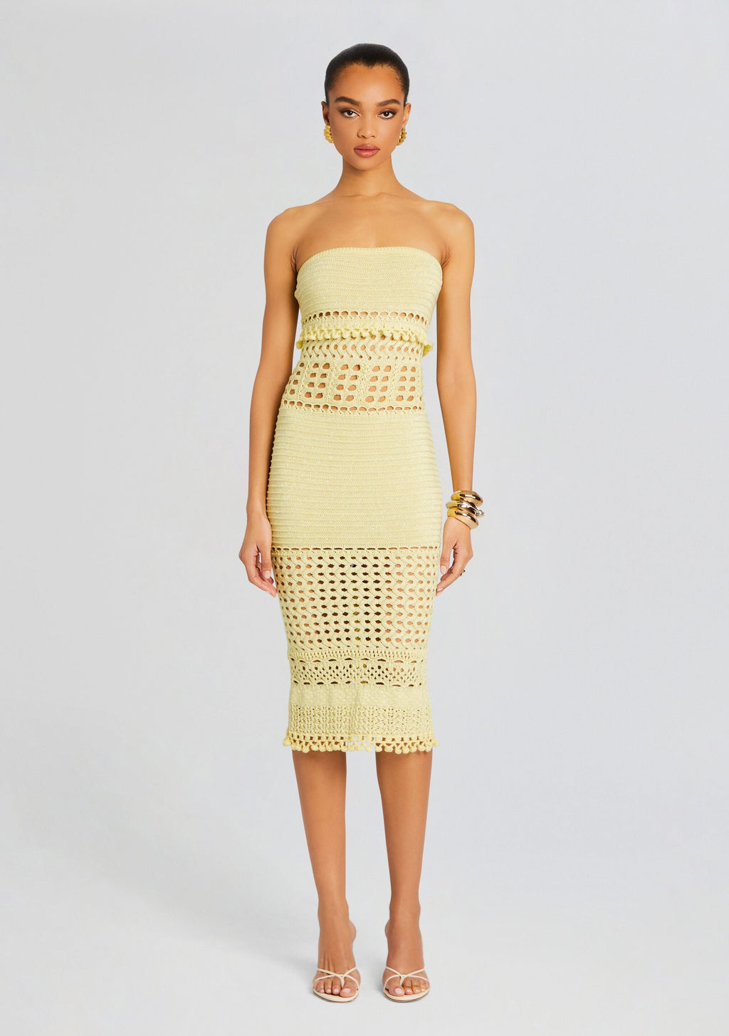 Caroline Metallic Crochet Dress