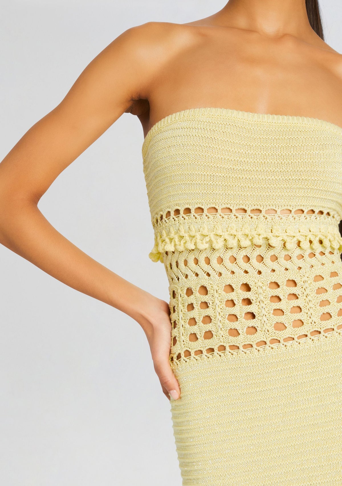 Caroline Metallic Crochet Dress