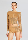 Mali Embelllished Metallic Knit Jacket