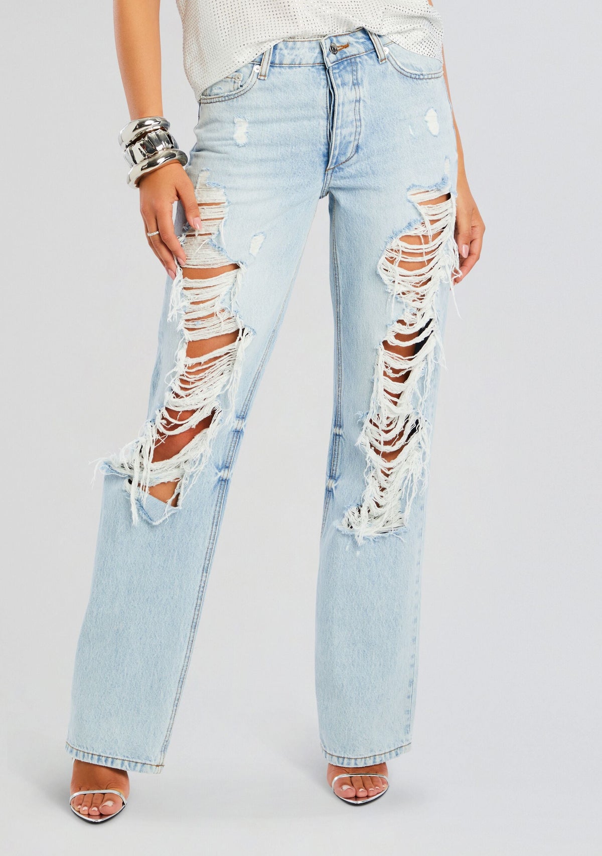 Sunny Mid Rise Distressed Boyfriend Jean