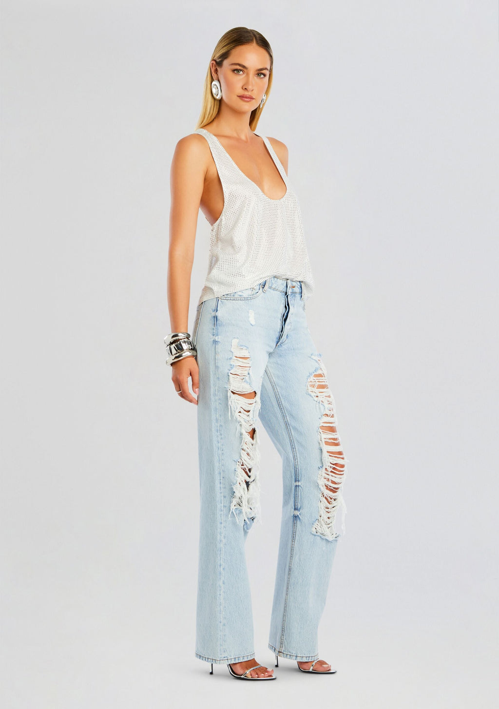 Sunny Mid Rise Distressed Boyfriend Jean
