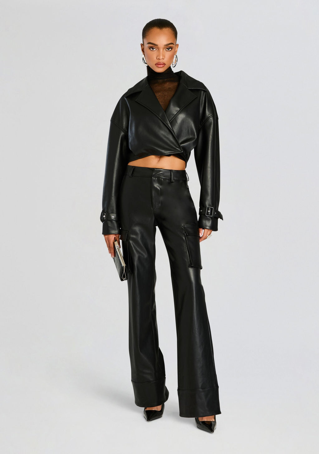 Koda Vegan Leather Cropped Trench