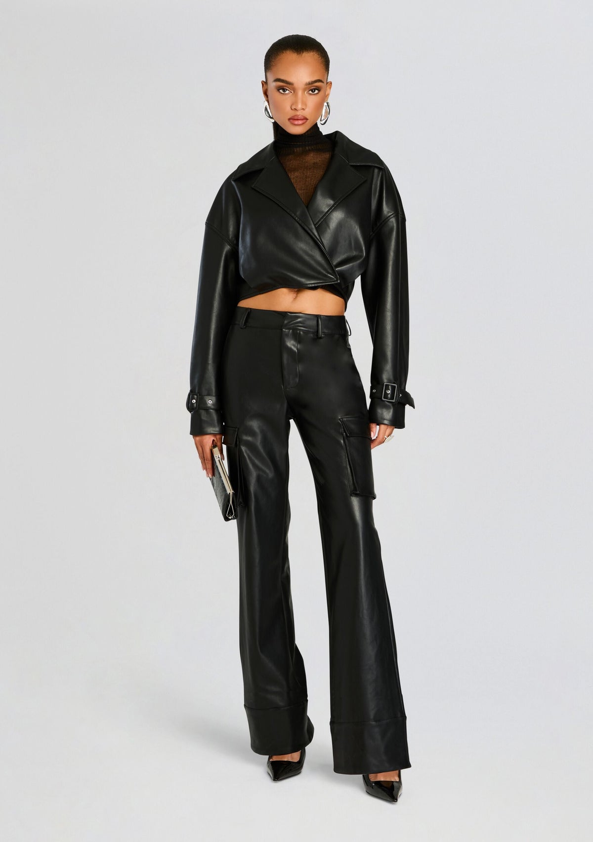 Koda Vegan Leather Cropped Trench