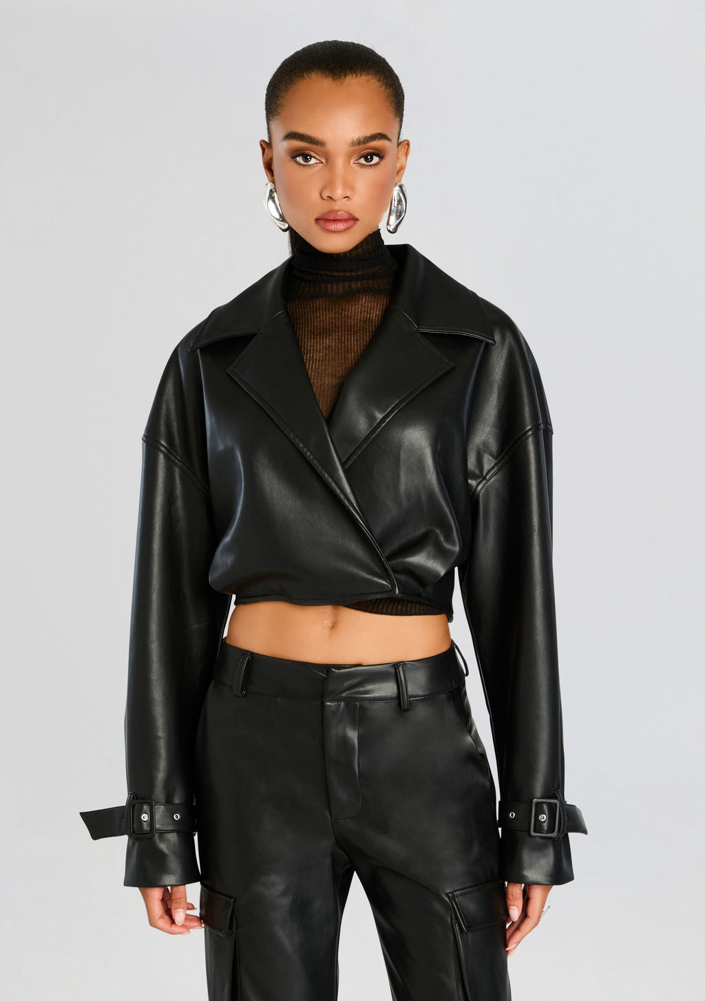 Koda Vegan Leather Cropped Trench