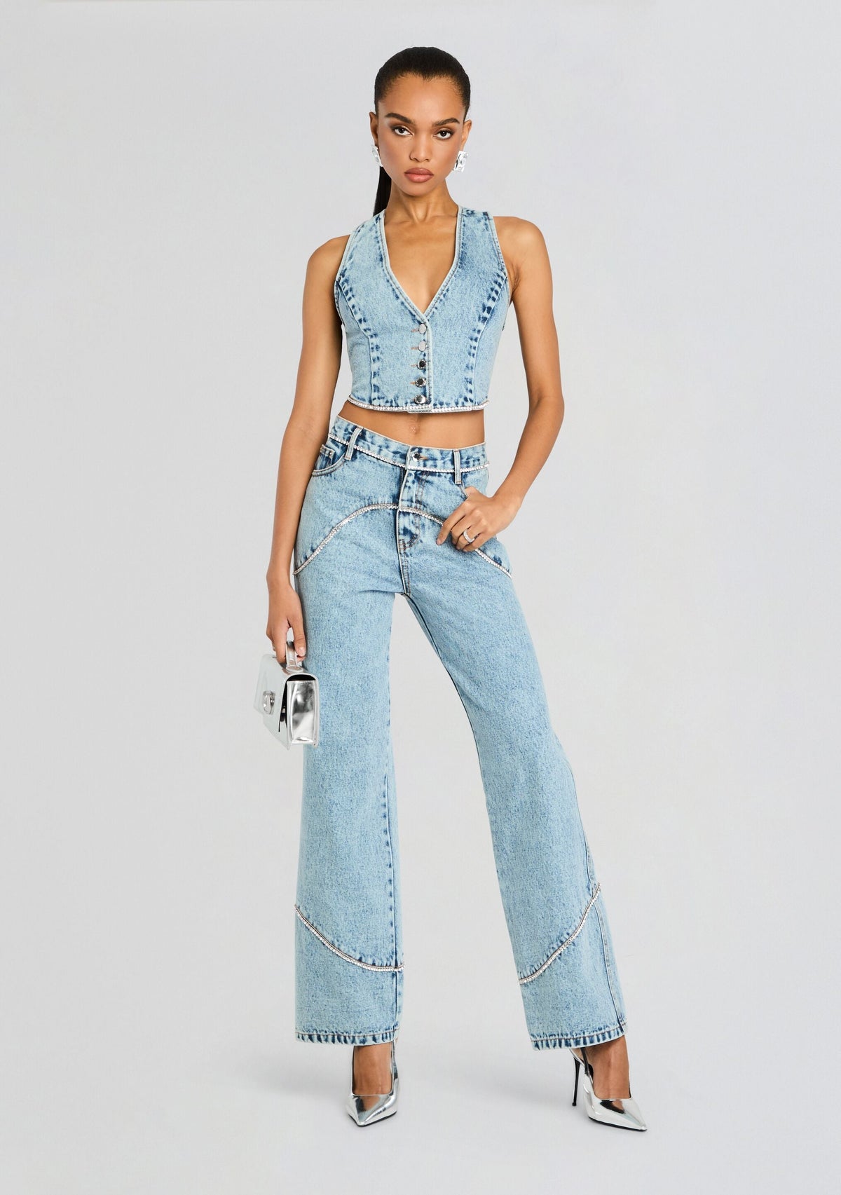Jordi Embellished Denim Vest