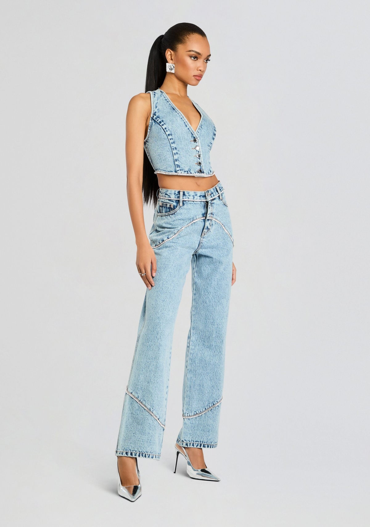 Jordi Embellished Denim Vest