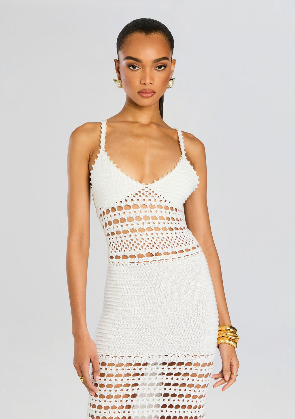 Belize Metallic Crochet Dress