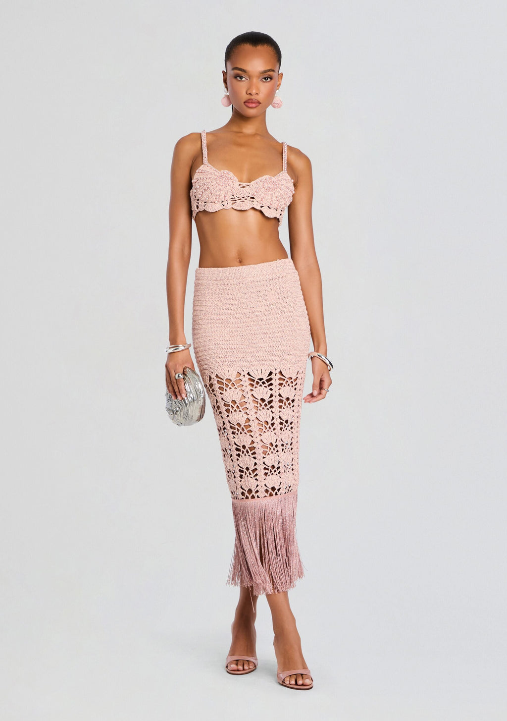 Naida Metallic Crochet Skirt
