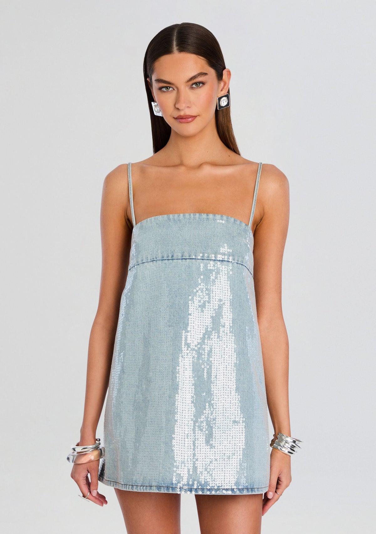 Nadiya Sequin Denim Dress