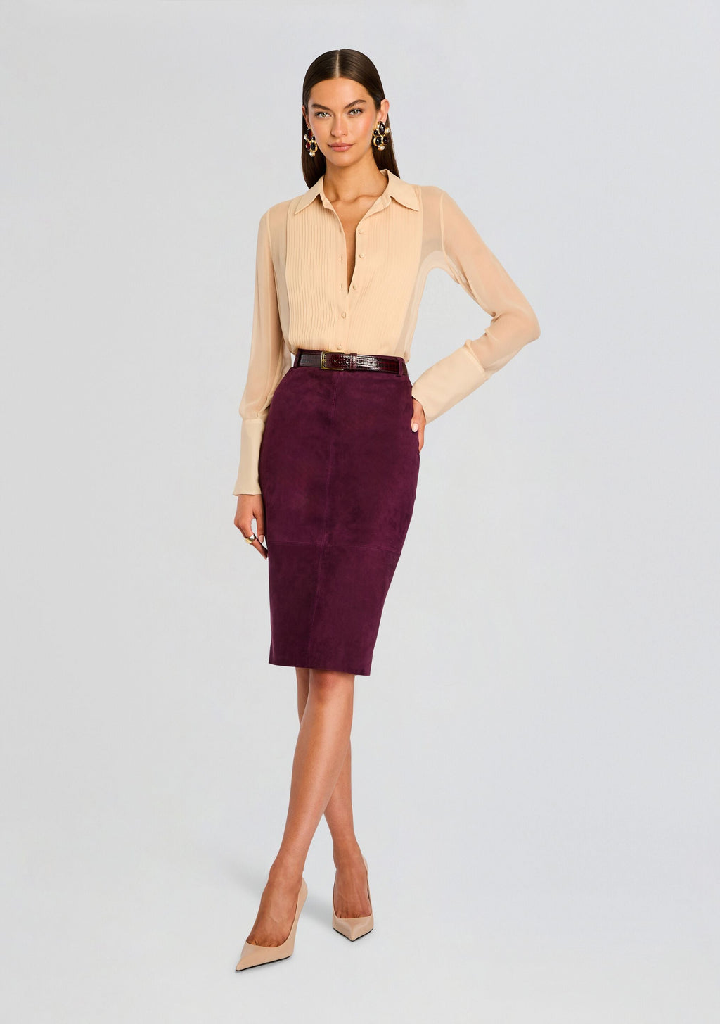 Marcella Suede Leather Skirt