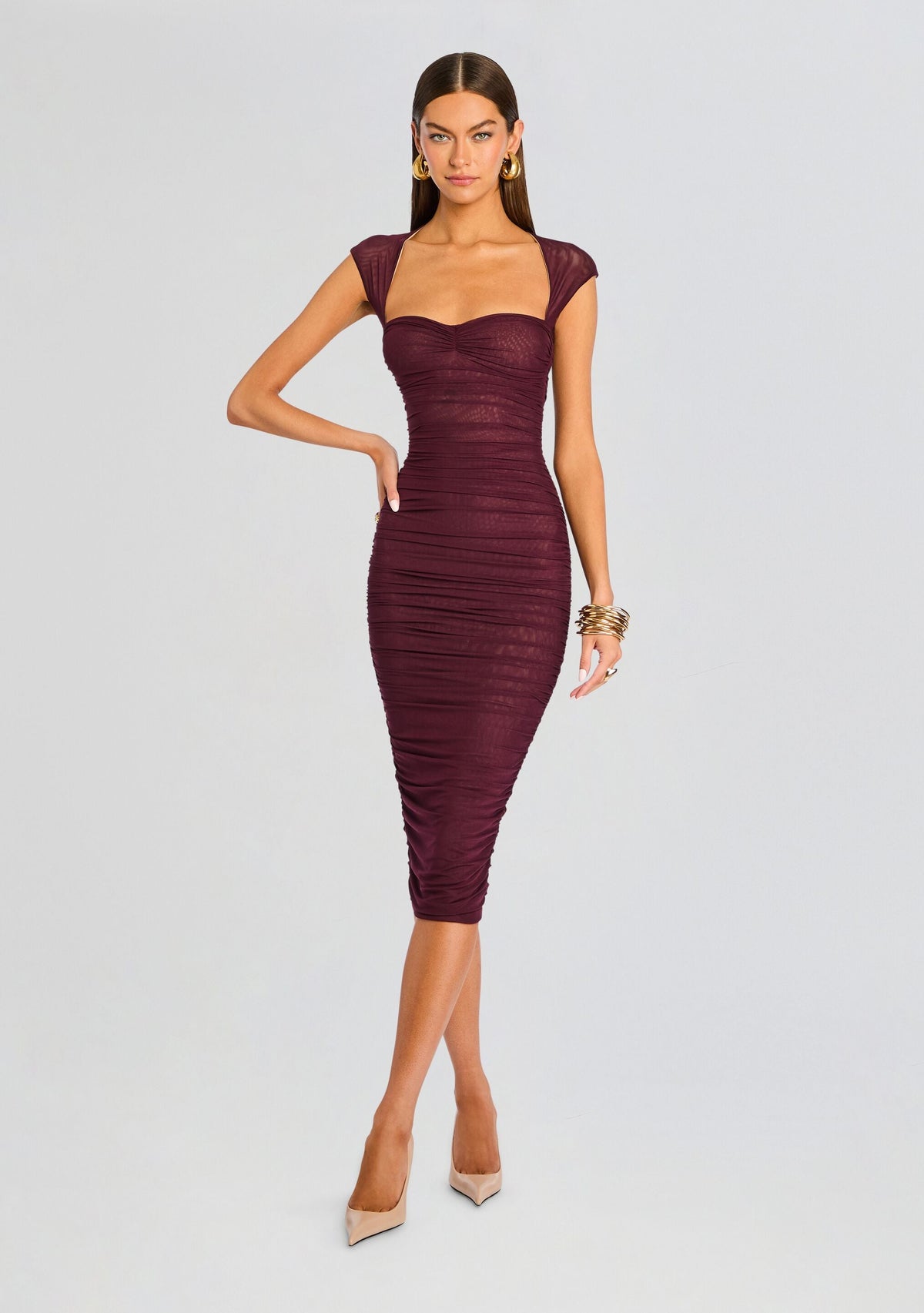 Kylie Mesh Midi Dress