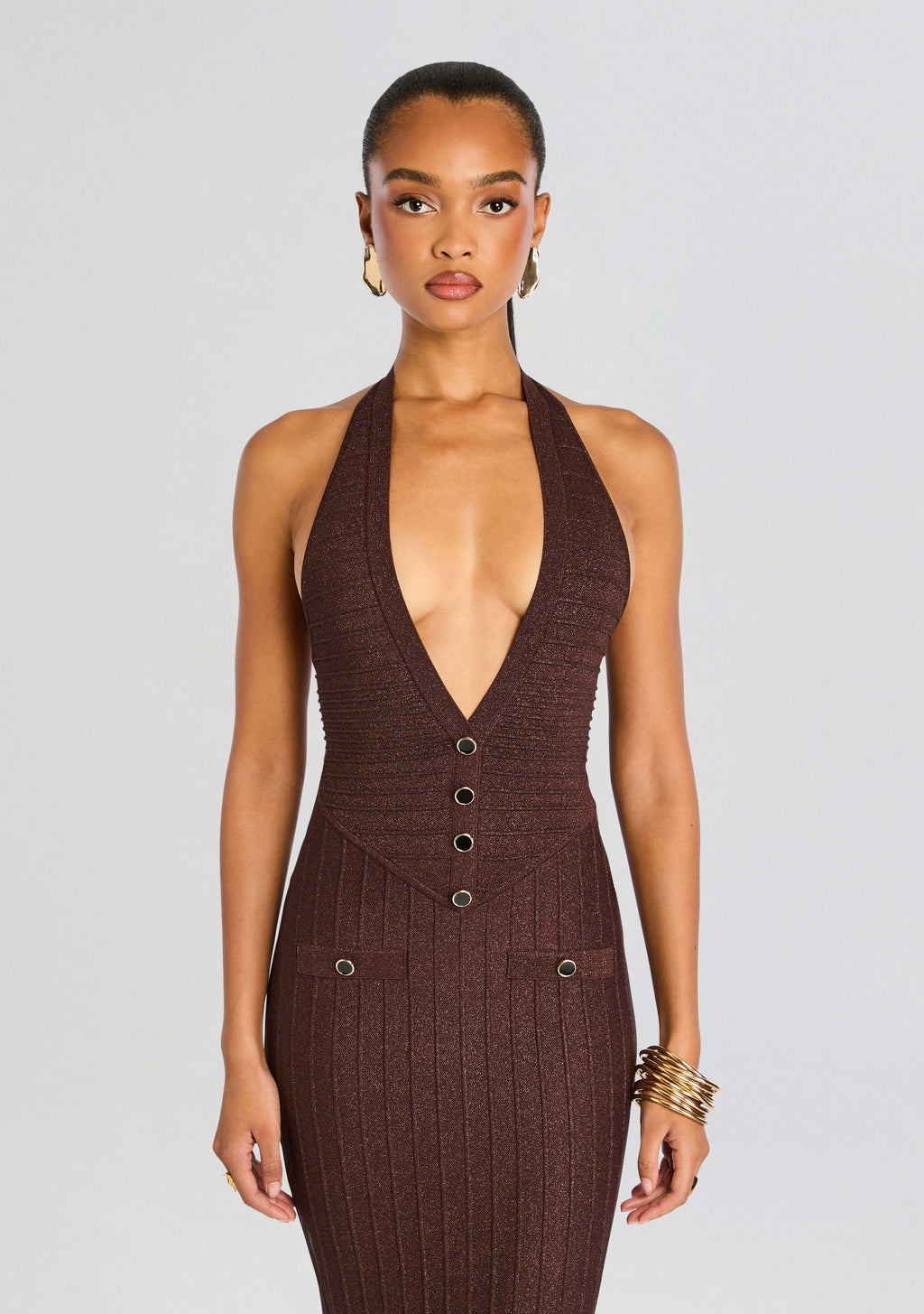 Marilina Metallic Knit Dress