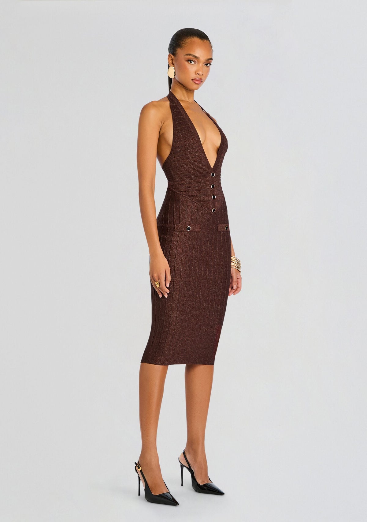 Marilina Metallic Knit Dress
