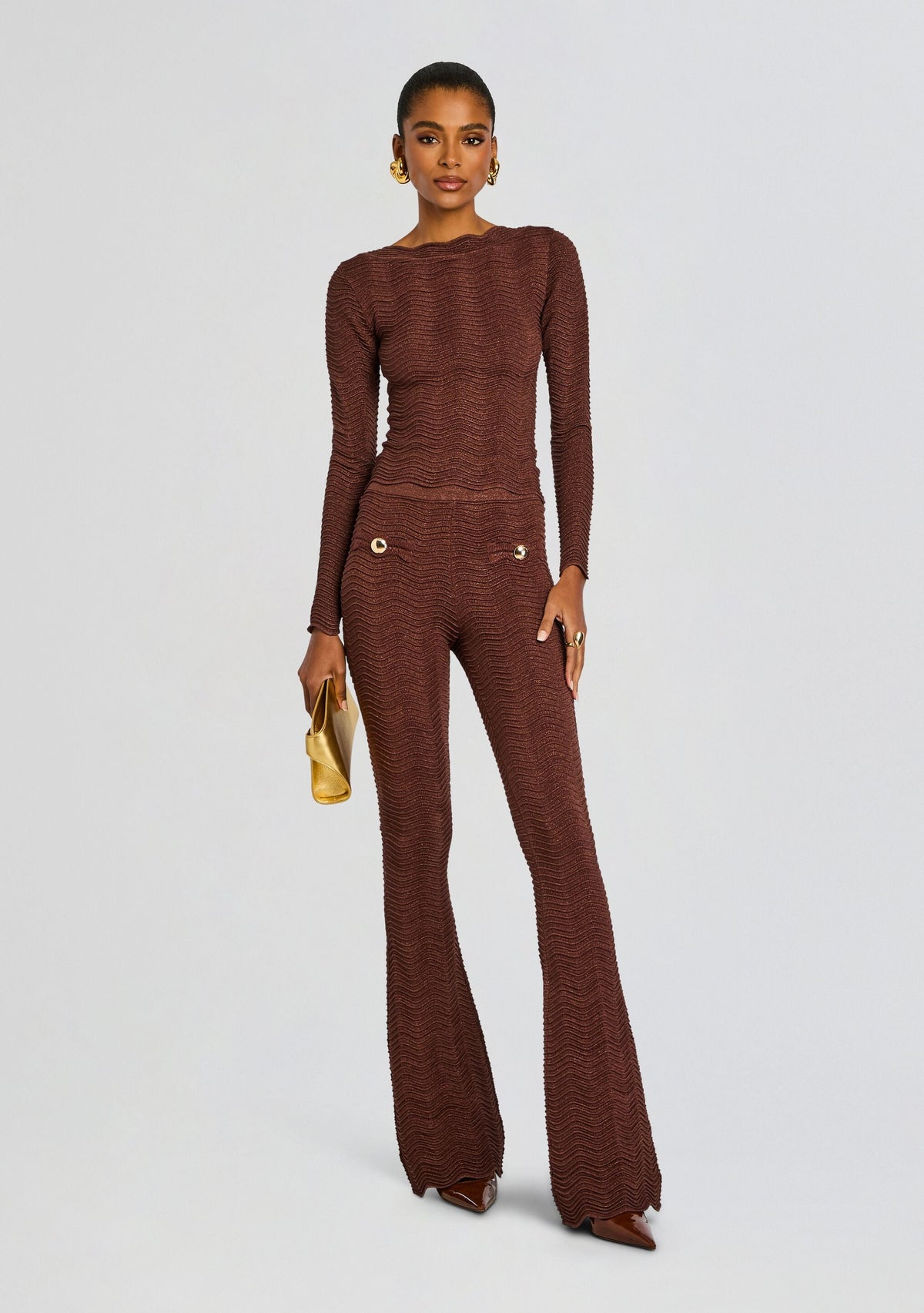 Joliet Metallic Rib Knit Pant