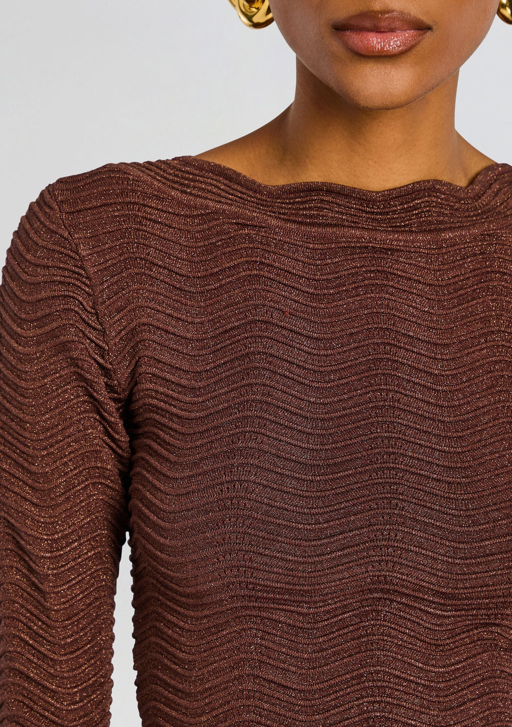 Galina Metallic Rib Knit Top