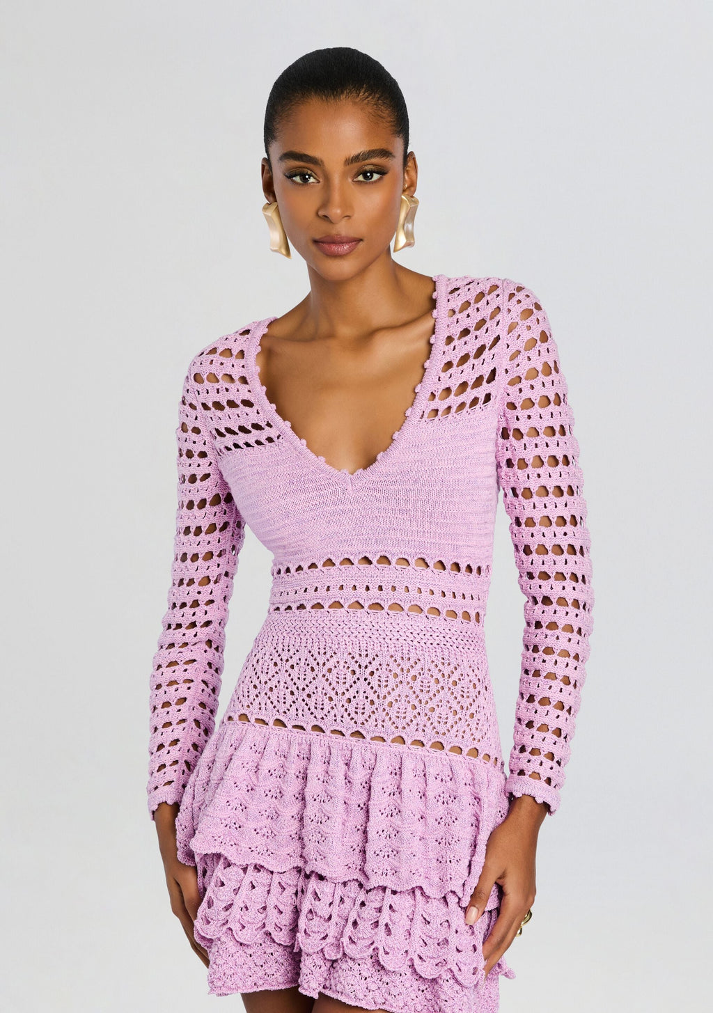Lujayn Metallic Crochet Dress