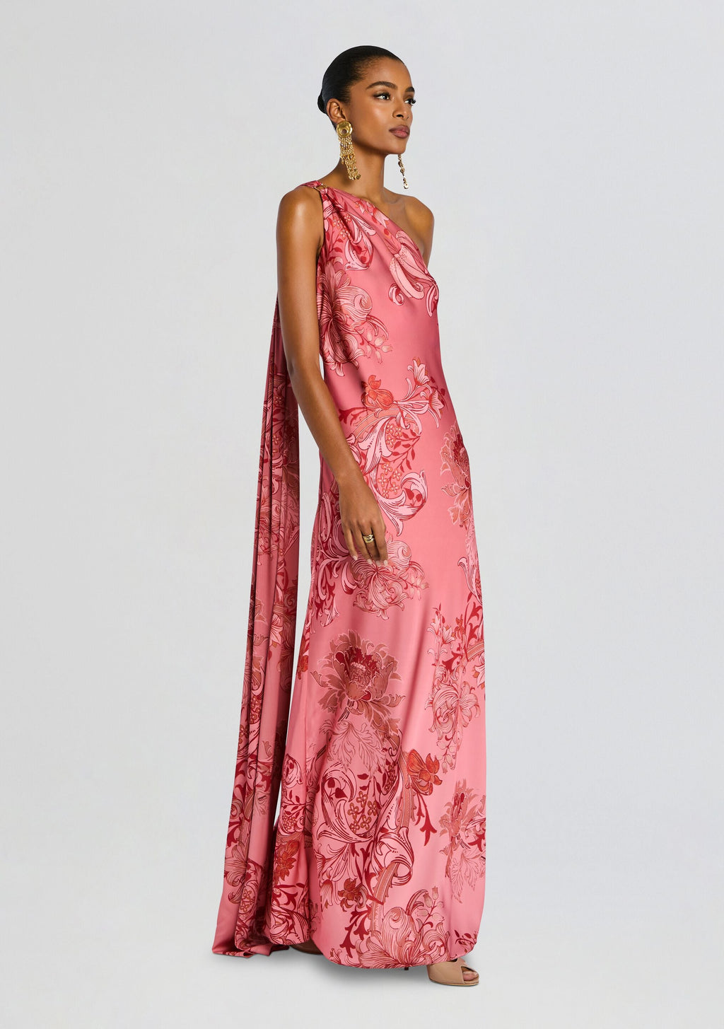 Vine One Shoulder Sash Dress