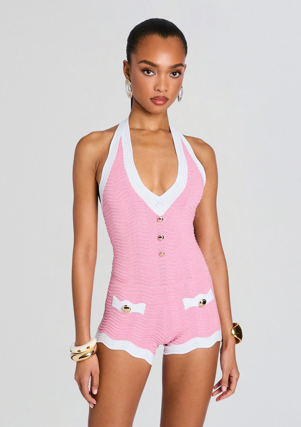Jayde Metallic Rib Knit Romper