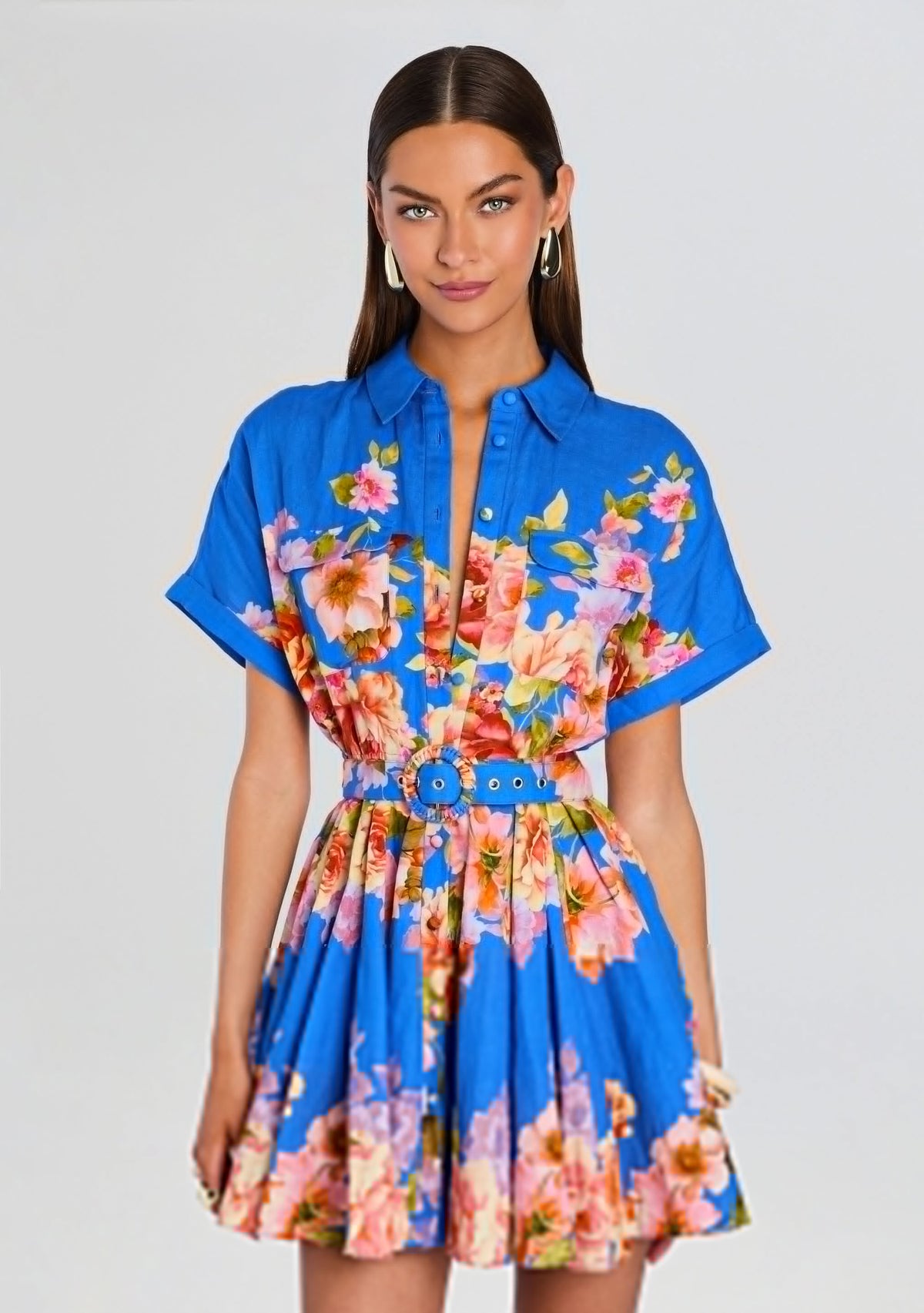 Vanya Short Dress With Buckle Belt