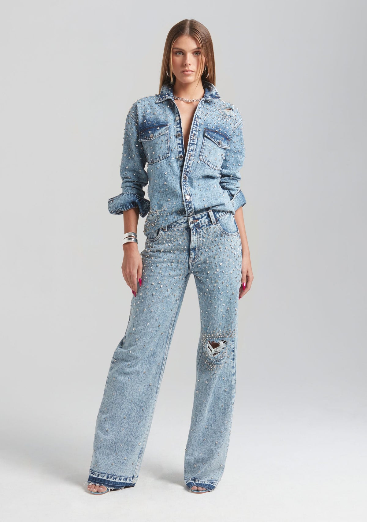 Bronte Wide Leg Crystal Embellished Jean