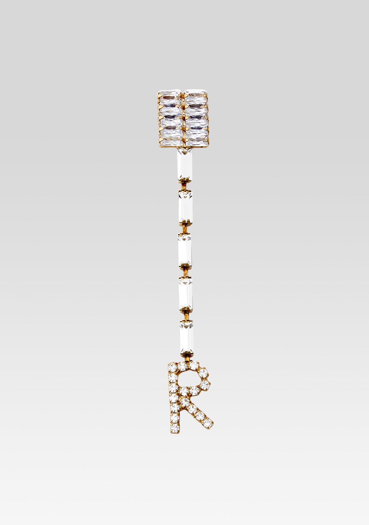 Lara Block Crystal Letter Drop Earring