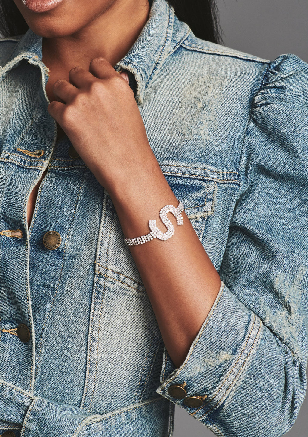 Rhinestone Alphabet Letter Bracelet